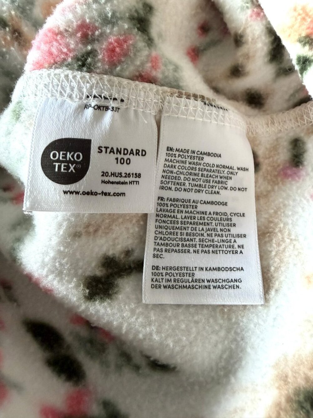Lands' End floral fleece jacket full zip cream colored size medium petite - Picture 4 of 9